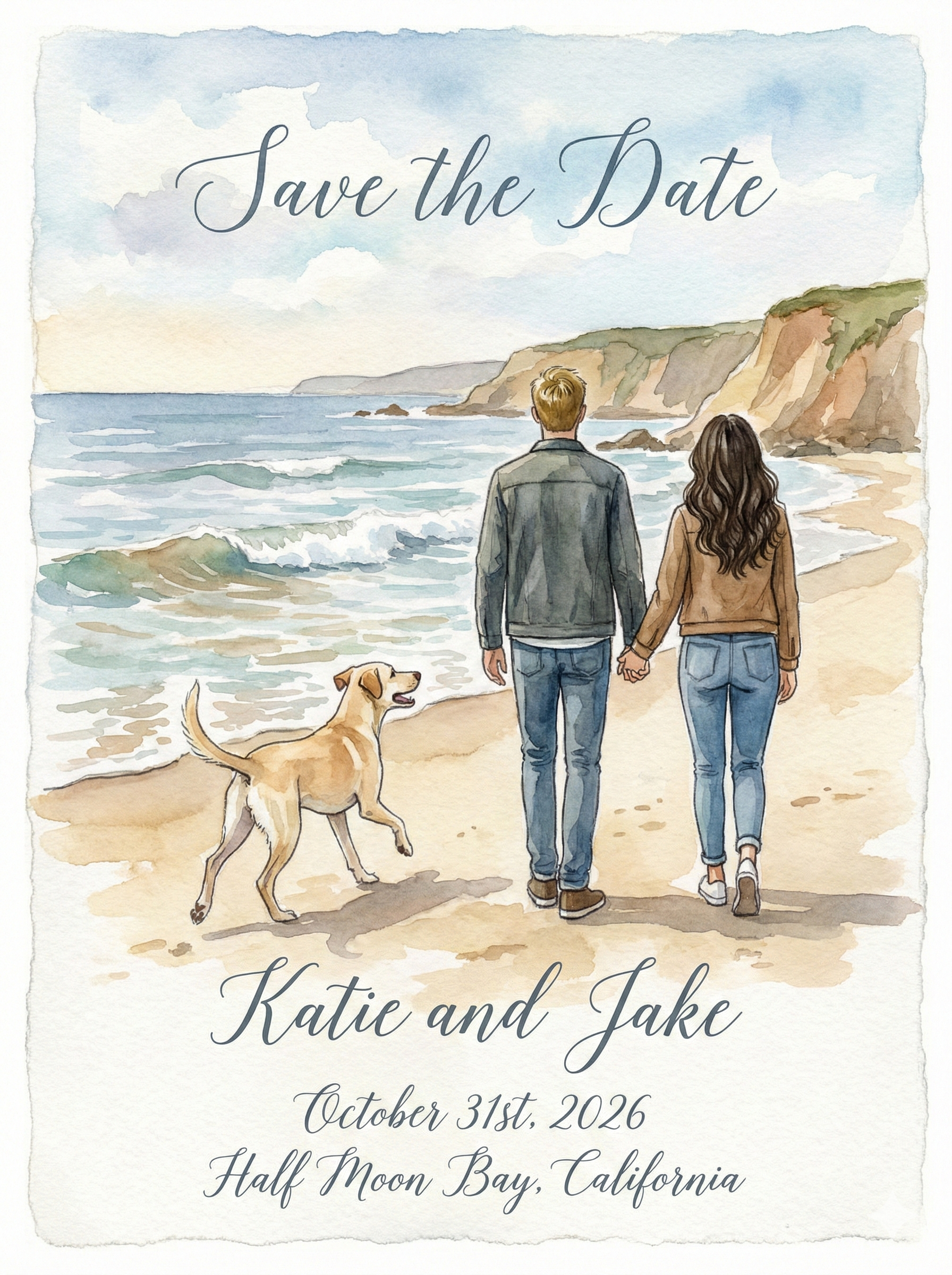 Save the Date - Katie and Jake, October 31st, 2026, Half Moon Bay, California